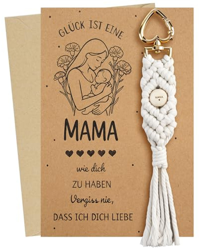 Leikedun Freundin Mama Geschenk Dankeschön Geschenk Schlüsselanhänger | mit Umschlag & Karte, Holzperlen Schlüsselanhänger als Dankes und Abschiedsgeschenk für Mutter, Frauen & Kollegin