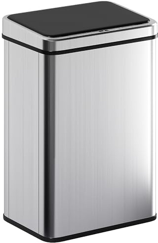 HOMCOM Sensor Mülleimer 40L Edelstahl Automatischer Mülleimer Silber