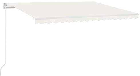 Mhdvray Markise 450x300 cm Creme mit LED Beleuchtung und Handkurbel, Aluminiumrahmen, UV-beständiges Polyester, platzsparend für Balkon Terrasse und Garten