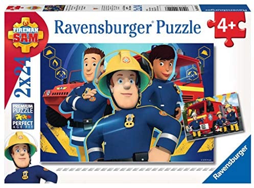 Ravensburger Kinderpuzzle - 09042 Sam hilft dir in der Not - Puzzle für Kinder ab 4 Jahren, Feuerwehrmann Sam Puzzle mit 2x24 Teilen