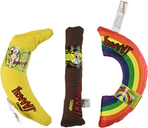 YEOWWW! Variety Pack Hierba gatera Juguete Ø Cigarro y plátano y Arco Iris Ø 1 Paquete 3 Juguetes