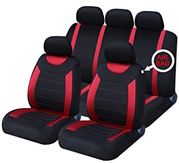 XtremeAuto® Universal Fit Set of Red/Black Car Seat Covers WLW2-A52