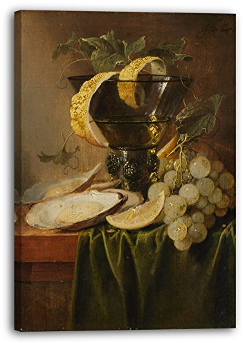Printed Paintings Leinwand (40x60cm): Jan Davidsz de Heem - Stillleben mit einem Glas und Austern
