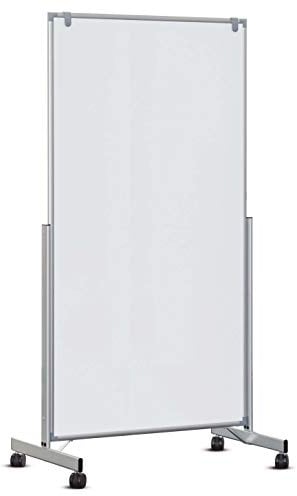 MAUL Whiteboard mobil weiß MAULpro easy2move flexibel nutzbar beschreibbar | 180 x 100 cm Schreibfläche, magnethaftend und abwischbar, sichere Feststeller, praktische Ablageschale, stabiler Alurahmen