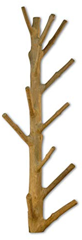Kinaree Wand Garderobe Baumstamm Mangosteen | Naturbelassene Wandgarderobe aus Massivholz | Handarbeit & Unikat | Stabiler Holz Kleiderständer