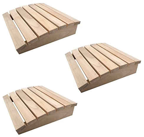 SudoreWell® 3 x Sauna Kopfstütze Premium aus abgerundet aus hochwertigem Kiefernholz