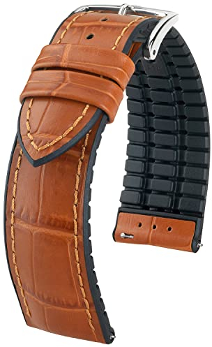HIRSCH Uhren-Band Paul L - modisches Premium-Lederband für Deine Armbanduhr - Honig - 20 mm
