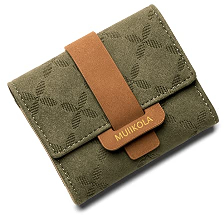 MUIIKOLA Geldbörse Damen RFID Blocking Portemonnaie Damen Veganes Leder Klein Damen Geldbeutel mit 5 Kartenfächern und 1 ID Fenster
