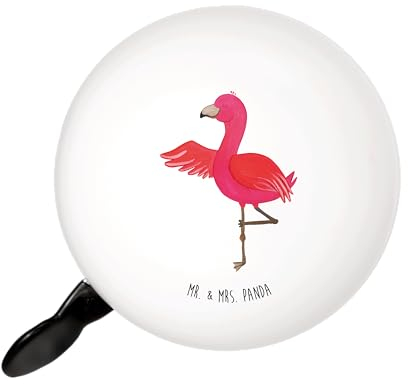 Mr. & Mrs. Panda XL Fahrradklingel Flamingo Yoga - Geschenk, Achtsamkeit, Klang, Yogapose, Namaste, Yoga-Übung, Motiv, Laut, entspannt, große