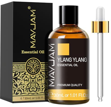 MAYJAM Olio Essenziale Di Ylang Ylang 30ml, Olio Di Ylang Ylang Per Diffusori, Umidificatori, Fai Da Te, Casa, Guardaroba