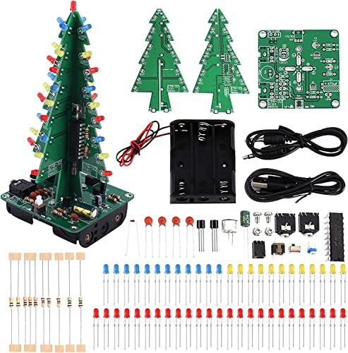 DONGKER Weihnachtsbaum LED DIY Löt Übungs Kits, Löt Bausatz für Elektronische Schaltungen, MINT-Projekt für Studenten Teenager, Musik Audio Spektrum Licht (3 Farben)