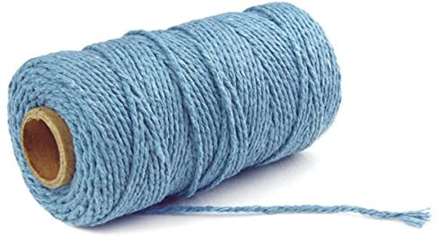FIZOVER 1.5mm Coton Boulangers Ficelle Cordon Corde Bicolore Coton Artisanat Ficelle Textile À La Maison Emballage Cadeau Noël Mariage Décor-Bleu Clair