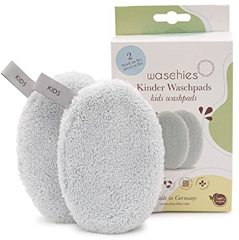 Waschies Babys & Kinder Waschpads – 2er-Set Pastellblau – hergestellt in Deutschland - Eignung bei Windeldermatitis & Neurodermitis - hypoallergene Alternative zu Einweg-Feuchttüchern und Waschlappen