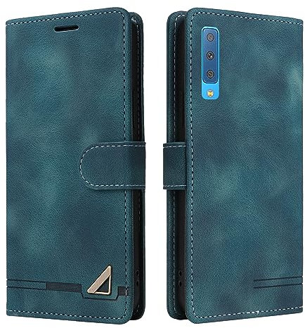 OKZone Kompatibel mit Samsung Galaxy A7 2018/A750 Hülle, Halterung Standfunktion Kartenfach Wallet Schutzhülle Stoßfest Premium Leder Schutzhülle Handyhülle für Samsung Galaxy A7 2018/A750 (Grün)