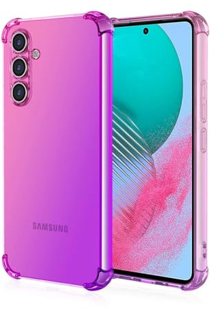 Topme Custodia per Telefono per Samsung Galaxy A35 5G (6.5 Inches), Cover per Cellulare con Gradiente di Colore Trasparente in Morbido Silicone TPU - Rosa Viola