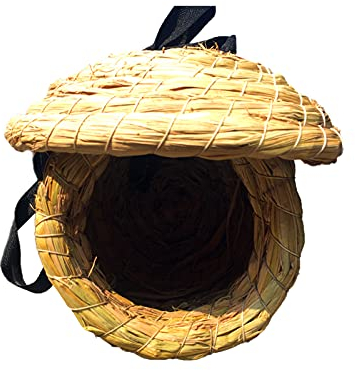 Nido de Pájaro de Paja de Ratán Nido de Paja Nido de Pájaro Artificial el Nido de Pájaro Hecho a Mano Nido de Pájaro Colgante Jaula Refugio de Cría en Reposo para Pájaros(#1)