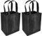 BENIFILE Bottle Bags, 2 Pcs Non-Woven Wine Carrier for 6 Bottles, Reusable Compartment Black Carrier Bags Holder with Carry Handle for Travel, Camping, Picnic, Beer, Drinks, Party