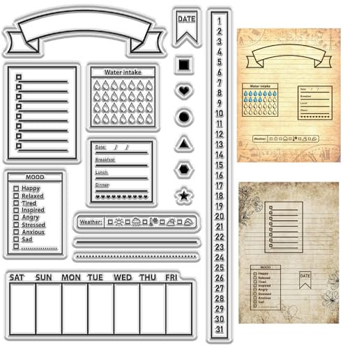 CRASPIRE Kalender Clear Stamps Woche Numer Wiederverwendbare Transparente Silikon Stempel Siegel Poststempel für Journaling Kartenherstellung Dekor DIY Scrapbooking Filmrahmen Fotoalbum Dekorativ