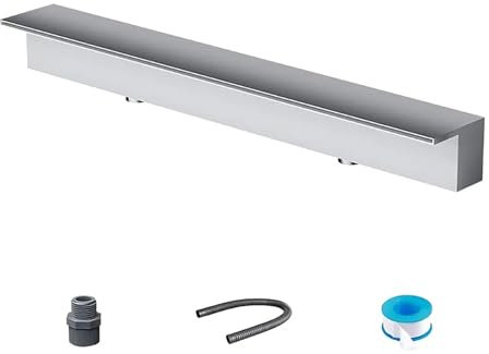 Lama per Cascata, Fontana per Piscina a Cascata, Piscina a Cascata con sfioratore in Acciaio Inossidabile, Kit Completo per Cascata e Ruscello per Giochi d'Acqua per Piscina da Giardino all'Aperto(Sil