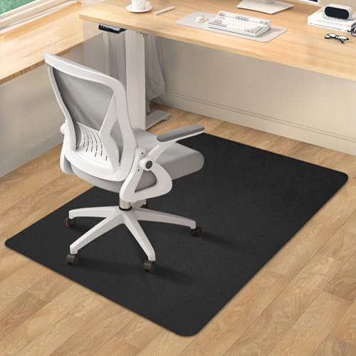 SHAREWIN Office Chair Mat for Hardwood Floor, 140x90 cm Rolling Chair Mat, Desk Computer Gaming Chair Mat, Tile Floor, Under Desk Low-Pile Rug, Multi-Purpose Floor Protector for Home Office Black