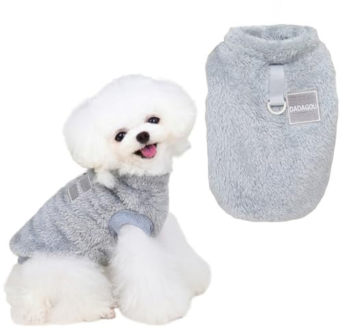 Wintermantel Hund klein,Hundekostüm,Chihuahua Klei,Hunde Pullover Kleine Hund,Hunde Fleece Pullover,Hundes Klamotten,Hundebekleidung Mit D-Ring Hunds Wintermantel Grau,M
