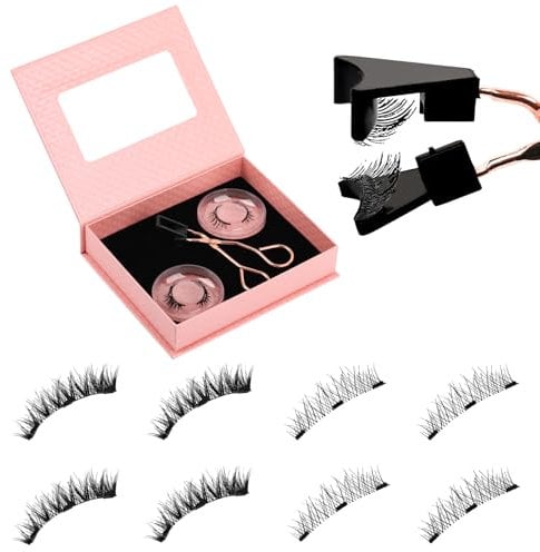 Magnetische Wimpern - 2 Paare Natürlich Look Magnet Wimpern - Wiederverwendbare 3D Magnetic Lashes Ohne Eyeliner Oder Kleber- Magnetwimpern mit Applikator