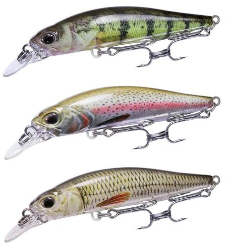 TABKSOLA Wobbler Hecht Set,9CM/9G Minnow mit biomimetischer Beschichtung, schwimmend, ideal für mittlere bis Weite Würfe Angler.