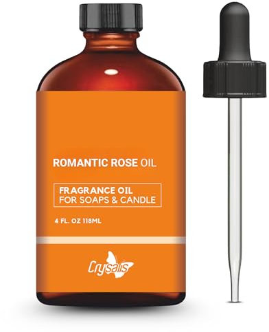 Crysalis Romantic Rose Fragrance Oil for Candle Making, Soap Making, Wax Melts, Diffusers & DIY Crafts – Long-Lasting Scent – 4 oz / 118 ml
