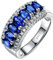 Tolldek Sterling Silber Ring Damen 925, Bohrreihe Trauringe mit Zirkonia Blau Sterlingsilber 925, Freundschaftsringe Echtschmuck Solitärring, Gr.47 (15.0)