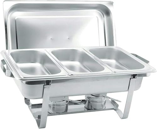 JKJZSALJ Chafing Dish in Acciaio Inox,Set di Chafing Dish Rettangolari,Set di Chafing Dish per Scaldavivande per Catering con Telaio Pieghevole,per Catering A Buffet