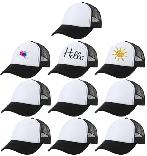 Besforta 6/10 Stück Kinder-Trucker-Hüte, Sommer-Mesh-Kappe, Sublimation | Sublimations-Baseballkappen für Jungen, Mädchen, Kleinkinder, verstellbare Snapback-Mesh-Hüte für Wärmeübertragung, Basteln
