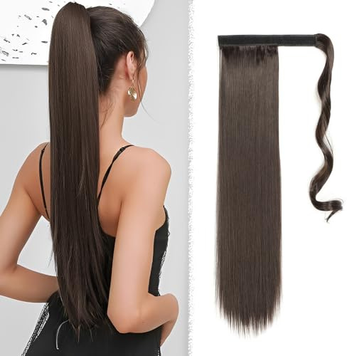 HMCEY Pferdeschwanz Haarteil Zopf 55 CM,Synthetic Haarverlängerung Zopf,Ponytail Extension,Haarteil Glatt mit Kordelzug,Haarextension Braids,Haarverdichtung Wiederverwendbar für Damen Mädchen