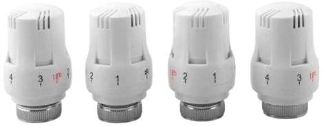 Thermostatisches Heizkörperventil für Heizungsanlagen M30x1,5 Gewindeanschluss 5-stufige Temperaturregelung Legierungs- und Kunststoffkonstruktion, Weiß, 4 Stück