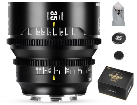 7artisans 35mm T1.5 Dream Series Manual Focus Full-Frame Large Aperture Prime Cine Lens Compatible for Canon EOS R, RED, R3, R5, R6, R7, R10, RP, Black