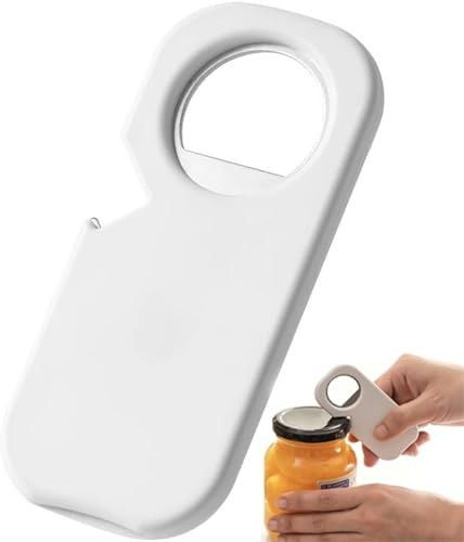 3 in 1 Bottle Opener with Can Tab Lifter, Stainless Steel Manual Opener for Bottle Caps, Ring Pull Cans and Kitchen Use, Easy Grip Handle, White, 1 Pc