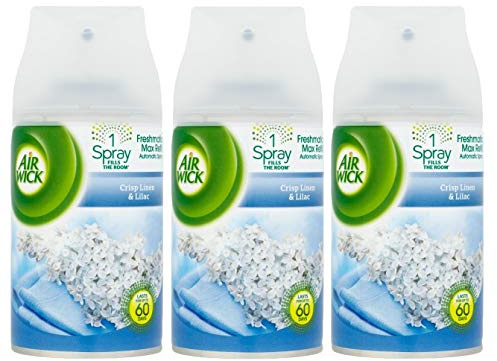 Air Wick Freshmatic Refill, Crisp Linen & Lilac, Pack 3 x 250ml, Infused with natural essential oils, Last up to 210 days, Air freshener