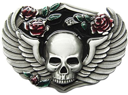 New Vintage Rose Skull Wing Gürtelschnalle Belt Buckle