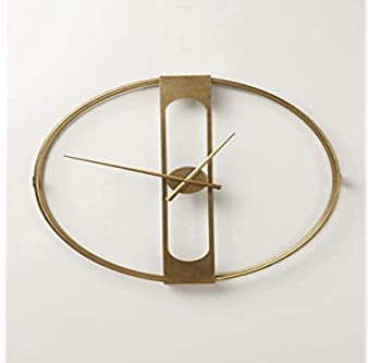 Kare Design Wanduhr Clip, Gold, rund, 60cm Durchmesser, Batteriebetrieben, Analog, Stahlgestell, Wanduhr für Büro, Wohnzimmer, Schlafzimmer, Batterie nicht inklusive
