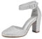 DREAM PAIRS Womens High Heels Closed Toe Court Shoes Block Ankle Strap Ladies Sandals for Wedding,Size 7,Silver/Glitter,Angela