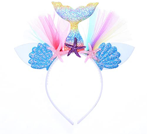 thematys Meerjungfrau mermaid Haarschmuck | Haarreif | Haarreifen | Haarband | Mädchen | Kinder | Erwachsene | Accessoire | Fasching | Karneval | Cosplay | Kinder-Geburtstag | Kostüm (Style002)