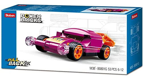 Sluban Klemmbausteine SL07181, Pullback Auto Purple Wing (53 Teile)[M38-B0801G], Spielset, Klemmbausteine, Rennauto, ohne Spielfigur, Car Club, bunt