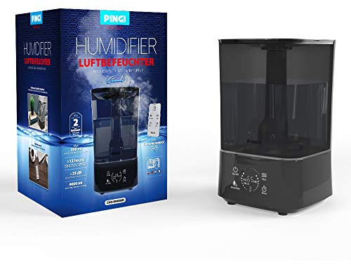 PINGI Ultraschall-Luftbefeuchter 35m² | Kühler Nebel Luftbefeuchter für trockene Luft mit 4L Tank, automatischer Abschaltung & LCD Bildschirm Licht | Anti-Trocknung Luftbefeuchter für Zuhause