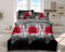 THL 4 Pcs Complete Bedding Set 3D Design Floral Printed Duvet Cover with Fitted Sheet Pillowcases (Red Rose Pink Floral 360, Double)