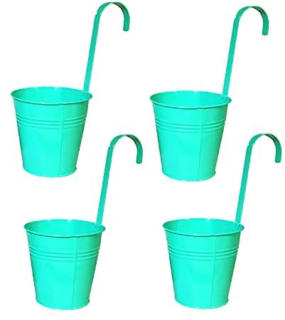 Geschenkestadl Hängetöpfe Ø 14 cm Übertopf Blumentopf 4 Stück (Türkis)