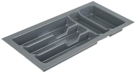 BigDean Universal Besteckeinsatz für Schubladen 30 cm - Zuschneidbar - 230x490mm - Schubladeneinsatz aus Kunststoff, Besteckkasten silber-grau, Made in Europe