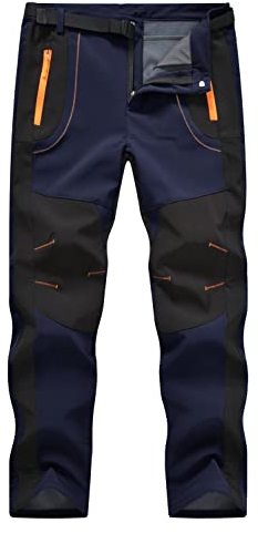 donhobo Herren Wanderhose Wasserdicht Softshellhose Outdoorhose Thermohose Winddichte Skihose Warm Gefüttert Trekkinghose Schneehose (Marine, XXXL)