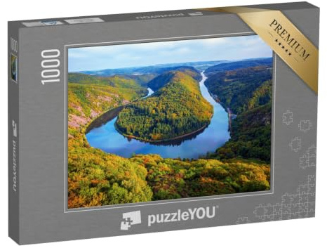 puzzleYOU: Puzzle 1000 Teile „Blick von der Cloef auf die Saarschleife in Mettlach, Saarland“ – aus der Puzzle-Kollektion Saarland, Deutschland