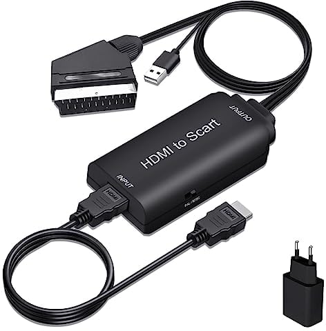 AMANKA HDMI auf Scart Konverter Adapter HDMI zu Scart mit HDMI Kabel und Scart Kabel Full HD 1080P Video Audio Wandler für HDTV STB VHS Xbox PS3 Sky DVD Blu-ray usw
