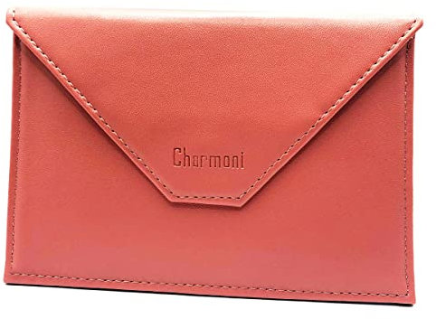 Charmoni - Etui Pochette Porte Papier Voiture - Porte Carte Grise permis de Conduire pièce d'identité Assurance - Cuir Vachette - Femme Homme(Rose)