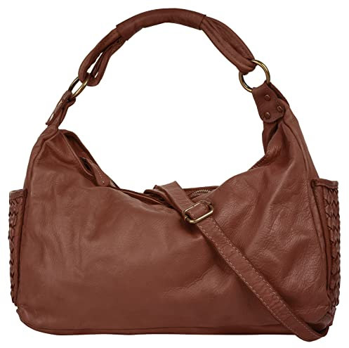 Samantha Look Handtasche Echt Leder Damen | Made in Italy, Vintage Umhängetasche mit Flechtoptik | 021385